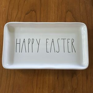 🌎 Rae Dunn “Happy Easter” White with Black Lettering Tray/Dish (9)